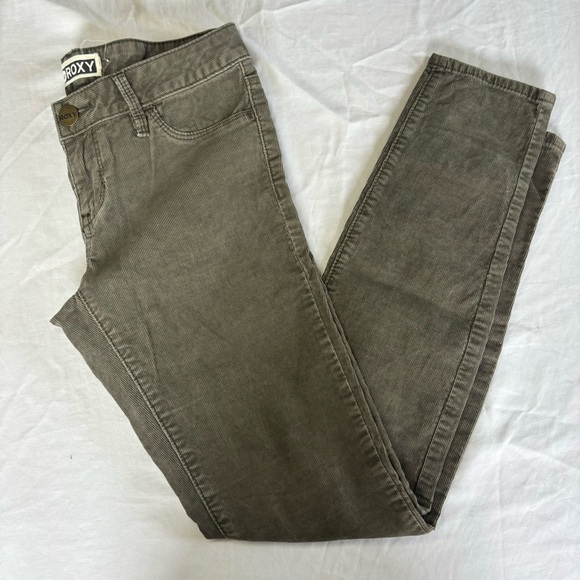 Roxy Olive Green Corduroy Low Rise Skinny Pants - Picture 3 of 6